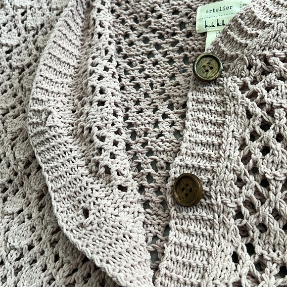 Nicole Miller Pink Cropped Cardigan with Open-Knit Design - Picture 10 of 14